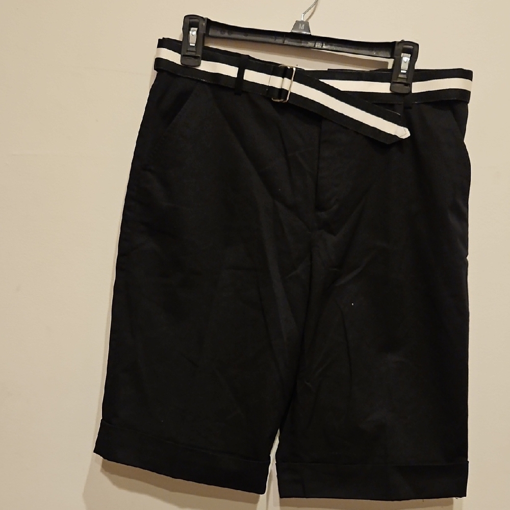 Ralph Lauren Women's Black Shorts with Striped Belt